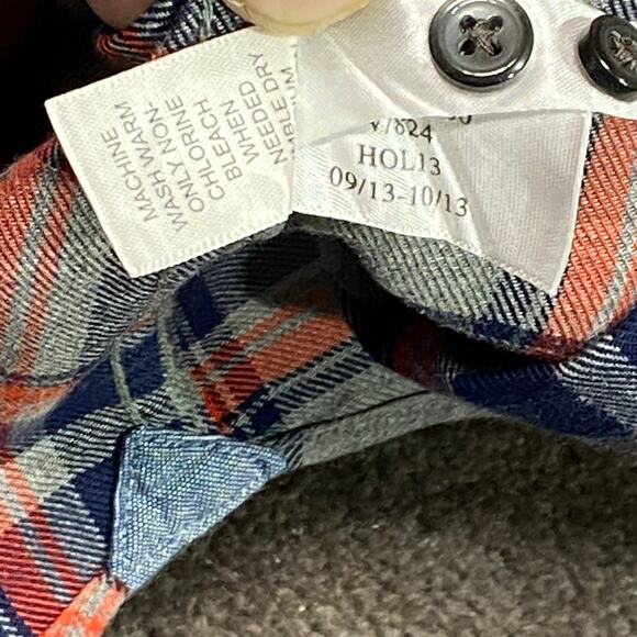 Banana Republic Men XL Gray Blue Red Plaid Flannel Long Sleeve Button Down Shirt - Picture 7 of 13